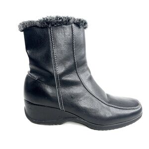 Sporto Women Size 9 Black Faux Leather Ankle Boot Zip Wedge Heel Slip Resistant